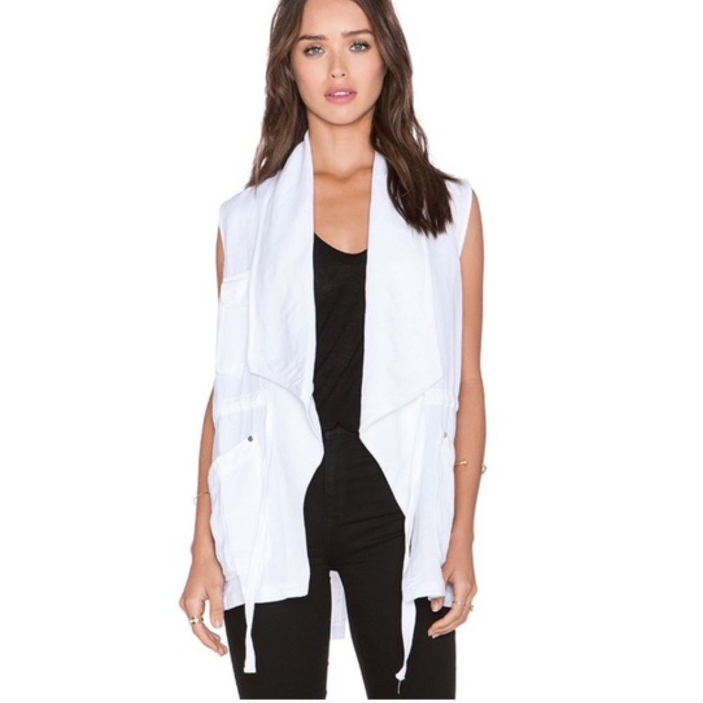 Anthropologie Sanctuary White Linen Blend Open Front Vest - Picture 4 of 14